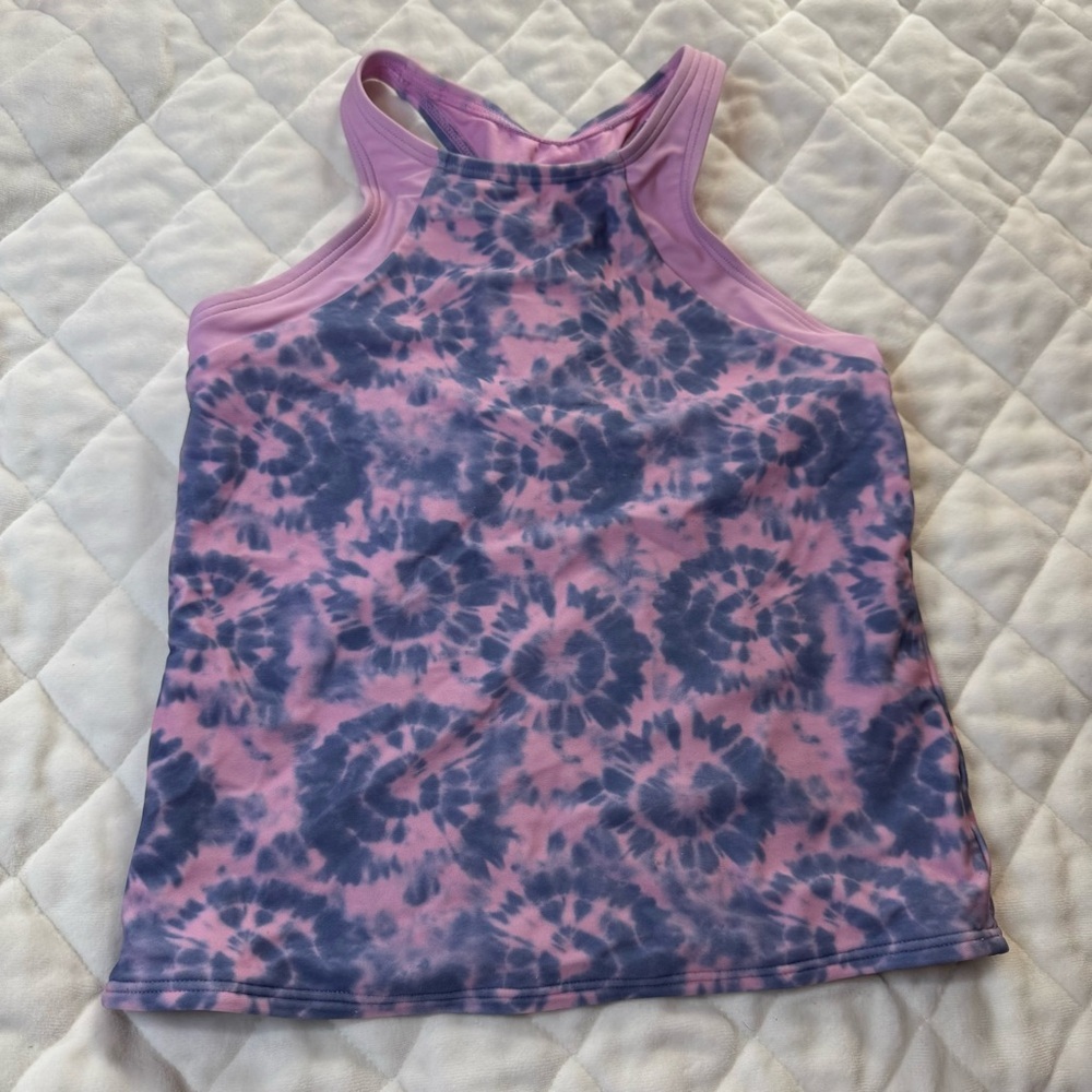Athleta Kids Tie-Dye Swim Tankini Top - Pink and Blue